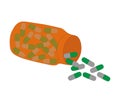 Jar with medications drugs pills and capsules vector illustration.